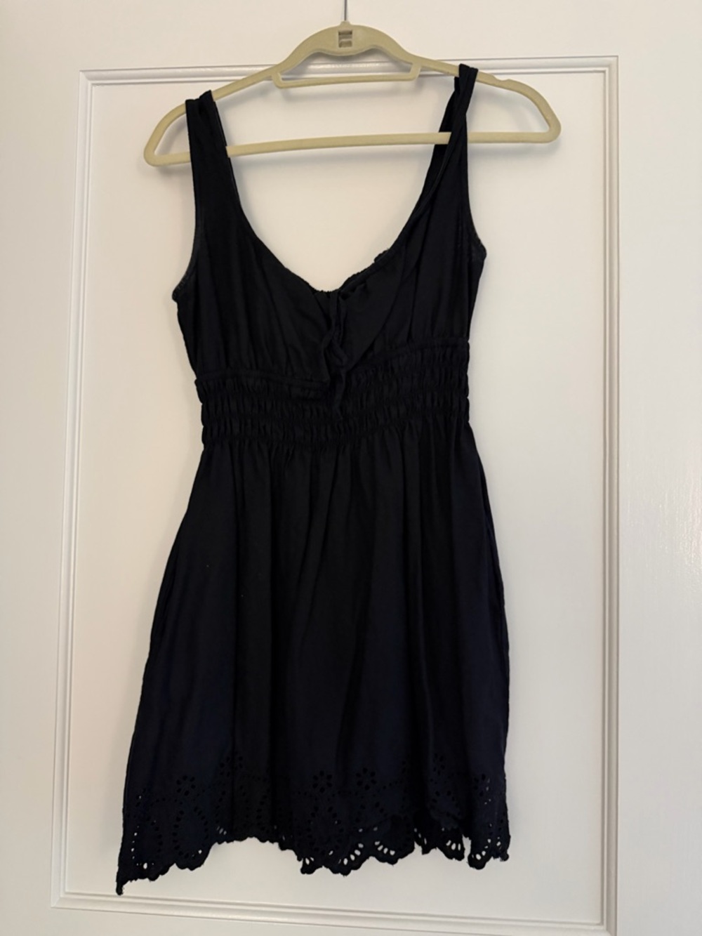 GAP Black Sleeveless Mini Dress with Eyelet Hem